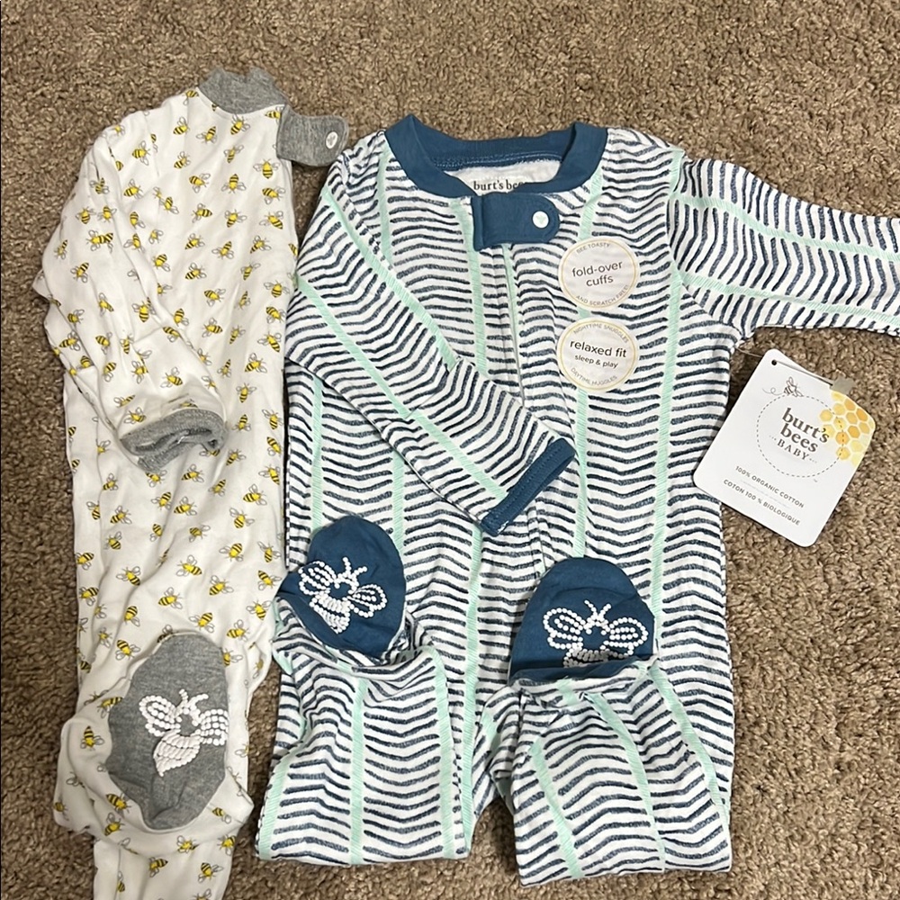 Burt's Bees Baby Striped and Bee Print Onesies